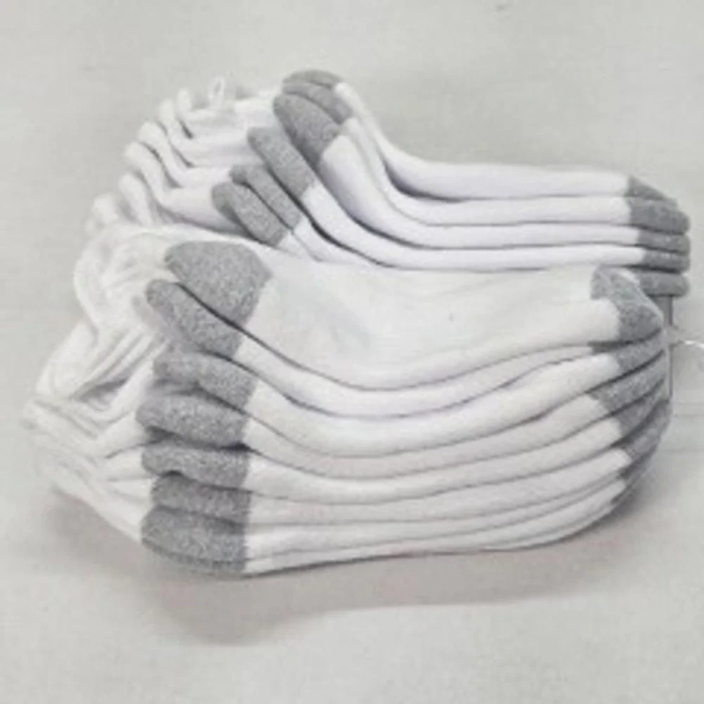 Kids White Ankle Socks with Grey Toe and Heel Pack of 10 Shoe‎ Size 4-9